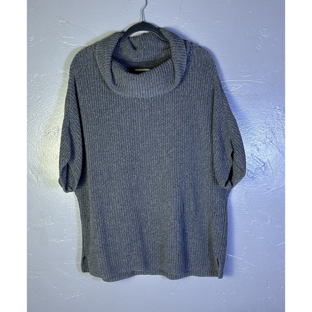 Pact Organic Cotton Chunky Cowl Neck Poncho Sweater grey Size O/S